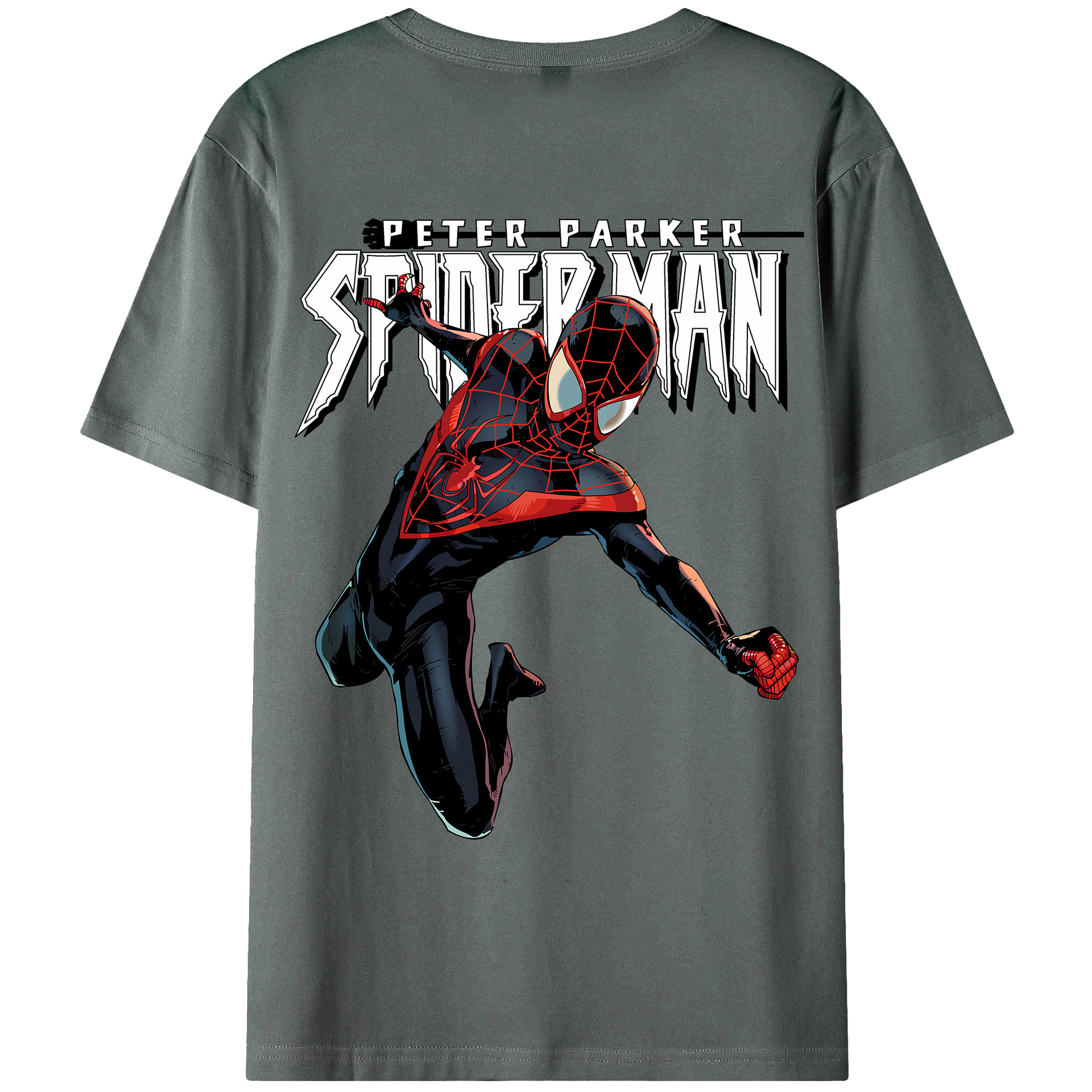 （画像用） Spider Man スパイダーマン 綿100％ メンズ半袖Tシャツ（バックプリント） 通気性